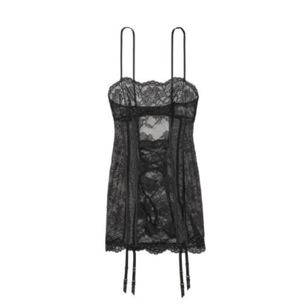 New! Victoria's Secret Blend Sheer Mesh & Lace Mini Nightgown Size XL 51996